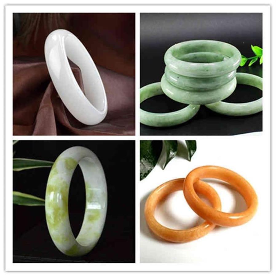 Brazaletes de jades blancos reales Joyería curativa para mujeres Brazalete de jadeíta natural genuino Dragón amarillo chino Jade Amuleto de la suerte Pulseras289o