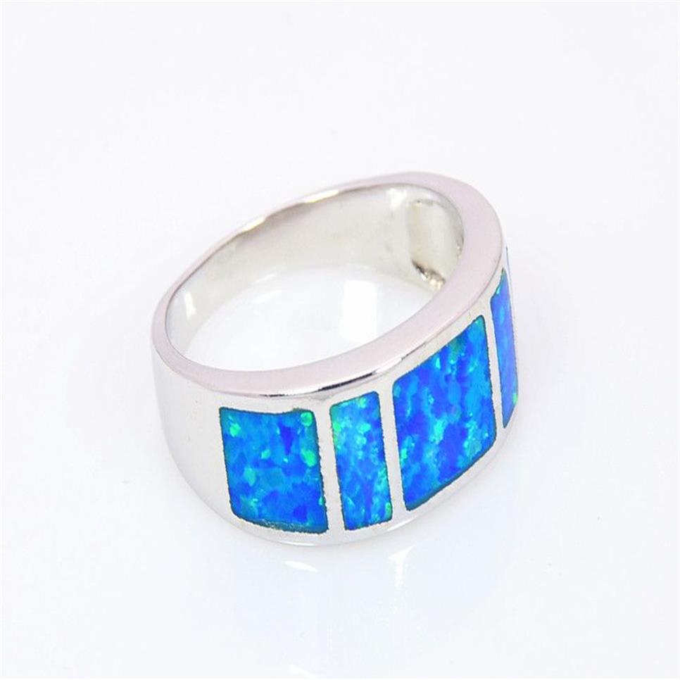 أزياء التجزئة الكاملة Fine Blue Fire Opal Ring 925 Silver Plated Jewelry for Women RMF16032601229H