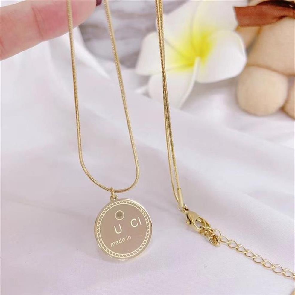Luxur Design Necklace Choker Chain 18K Gold Plated Rostfri Steel Neckor Pendant Statement mode Womens Wedding Jewelry Acc266f
