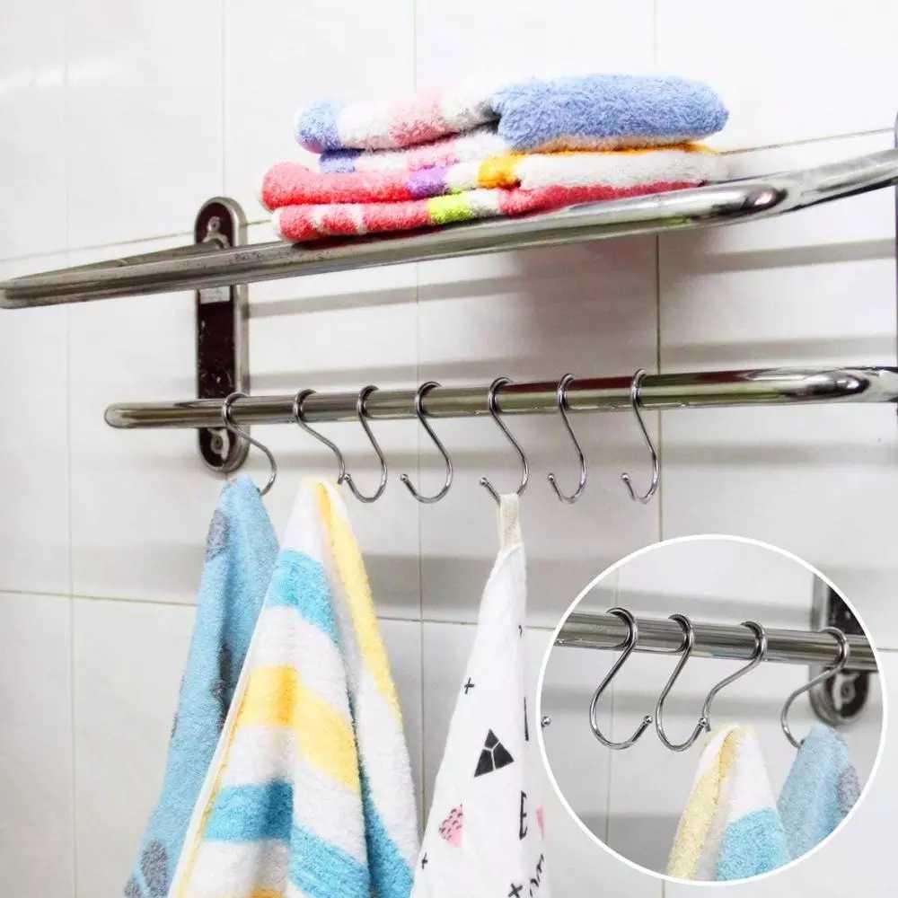 New Stainless Steel S-Shape Hook Kitchen Bedroom Multi-function Railing S Hanger Hook Clasp Holder Hooks Hanging Storage Tools