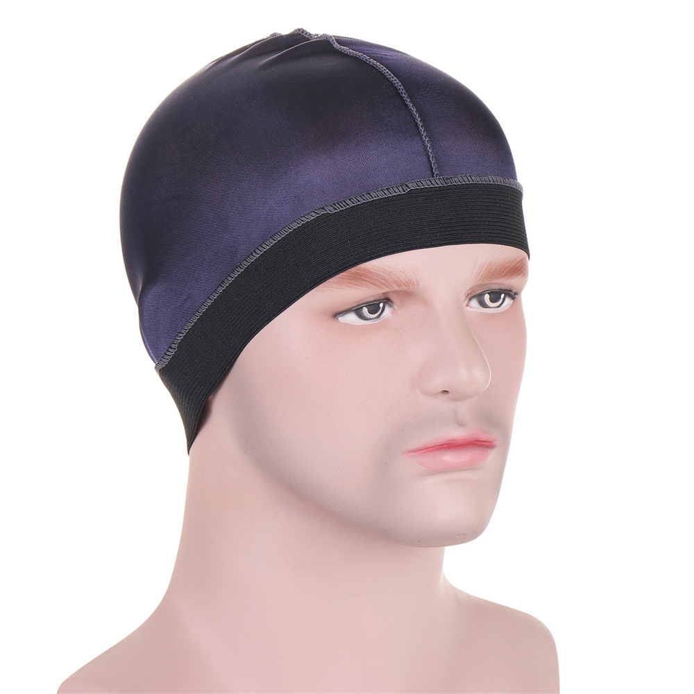 Men Silky Dome Wave Cap Elastic Bandanas Unisex Wig Cap Night Sleep Headcover Cancer Hair Loss Chemo Cap Durag Hair Accessories