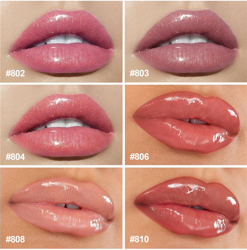 Handaiyan Lip Glossセクシーなふっくらと光るグリッタークリスタルレッドヌードリップスティック液液湿潤オイルリップグロスメイク