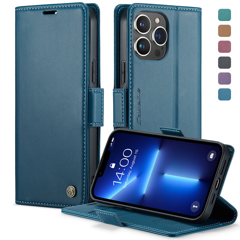 Caseme PU Plain Leather Wallet Cases For Iphone 15 14 Pro Max Plus 13 12 11 XR XS MAX X 8 7 Plus Iphone15 Credit Card Slot Pocket Phone Flip Cover Holder Kickstand Pouch