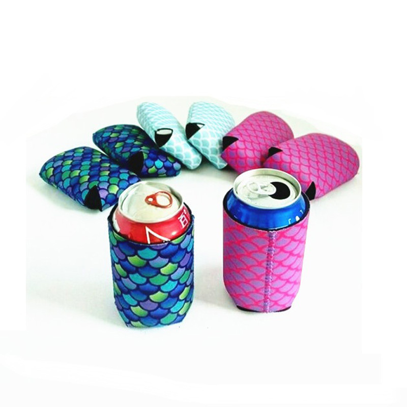 Neoprene Mermaid Stripe Cooling Beer Drinks Bottle Tin Can Cooler Holder for Wedding Party Favor Travel Supriments