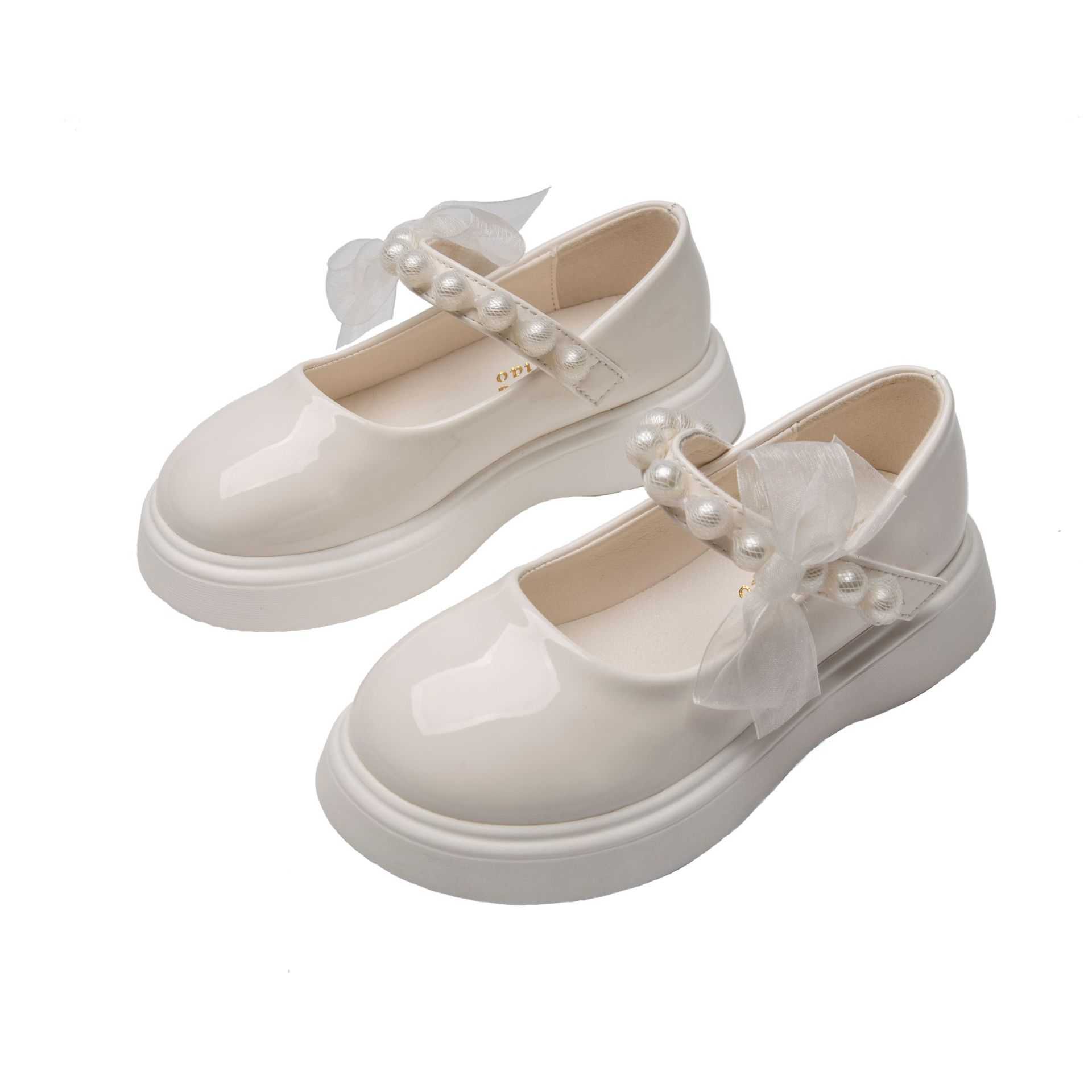 Sneakers Spring New Style Children's Fashion Shoes White Black Bow Girls Princess Shoes Size 26-36 Fashion Pearl Shoes 7-16 Years OldHKD230701