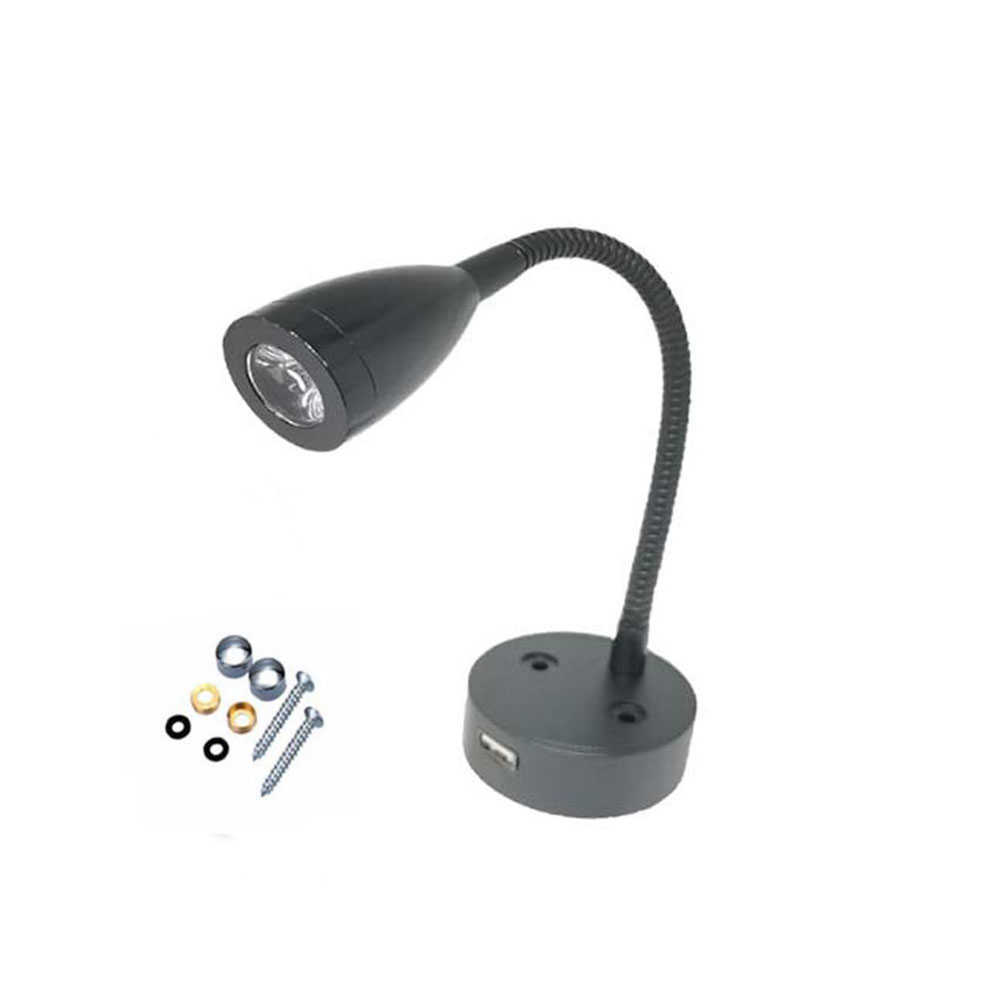 Лампы Светодиодная лампа для чтения 12V 24V Smart Touch Dimmable Гибкая настенная лампа на гибкой гусиной шее для каюты Motorhome Yacht с USB-портом для зарядного устройстваHKD230701
