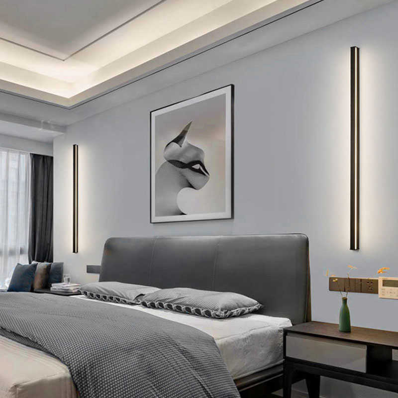 مصابيح الحائط الأكثر مبيعًا مصباح جداري طويل بجانب السرير شريط إضاءة بسيط شخصية غرفة نوم رئيسية خط تلفزيون أريكة خلفية ديكور HKD230701