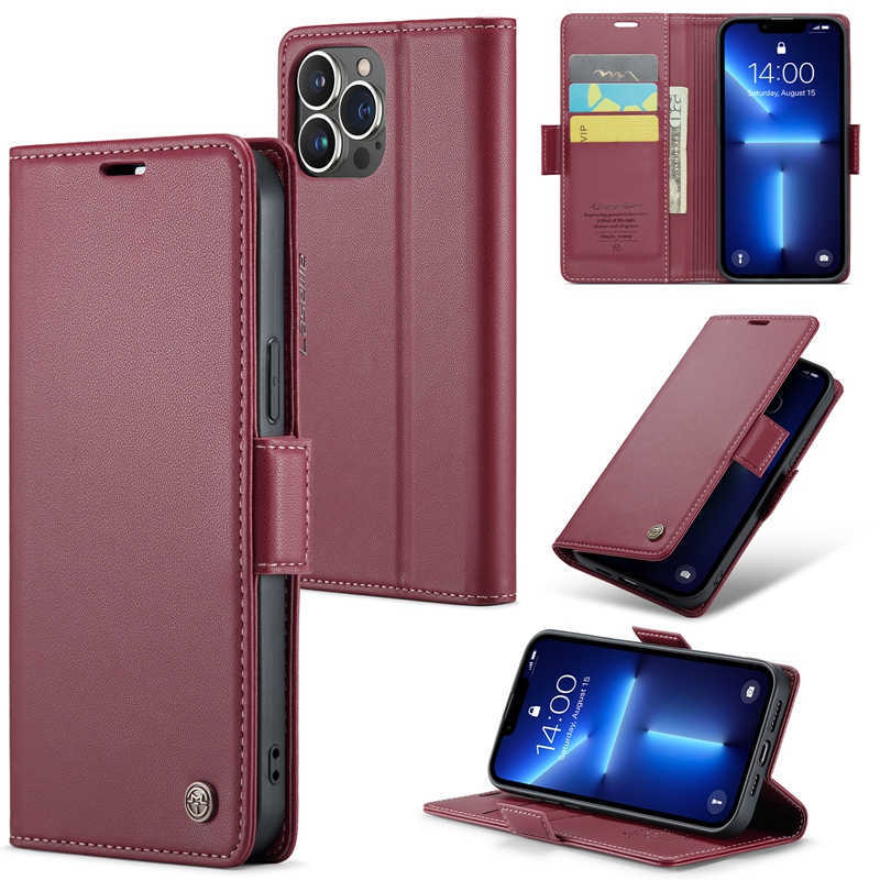 Caseme PU Plain Leather Wallet Cases For Iphone 15 14 Pro Max Plus 13 12 11 XR XS MAX X 8 7 Plus Iphone15 Credit Card Slot Pocket Phone Flip Cover Holder Kickstand Pouch