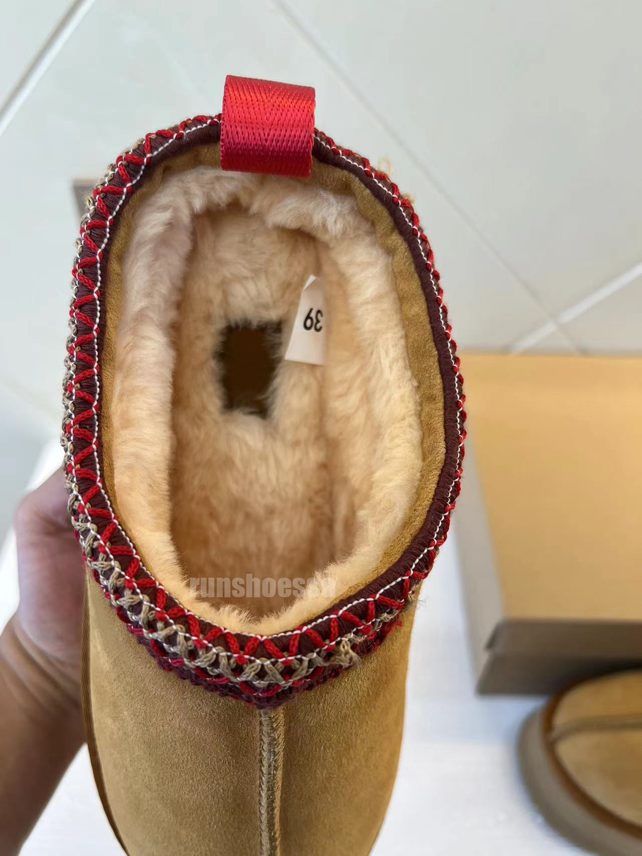 Тасман тапочки для каштанового меха скольжения овчарки Shearling Tazz Classic Mules Женщины мужчины Ultra Mini Platform Slip-On Slea