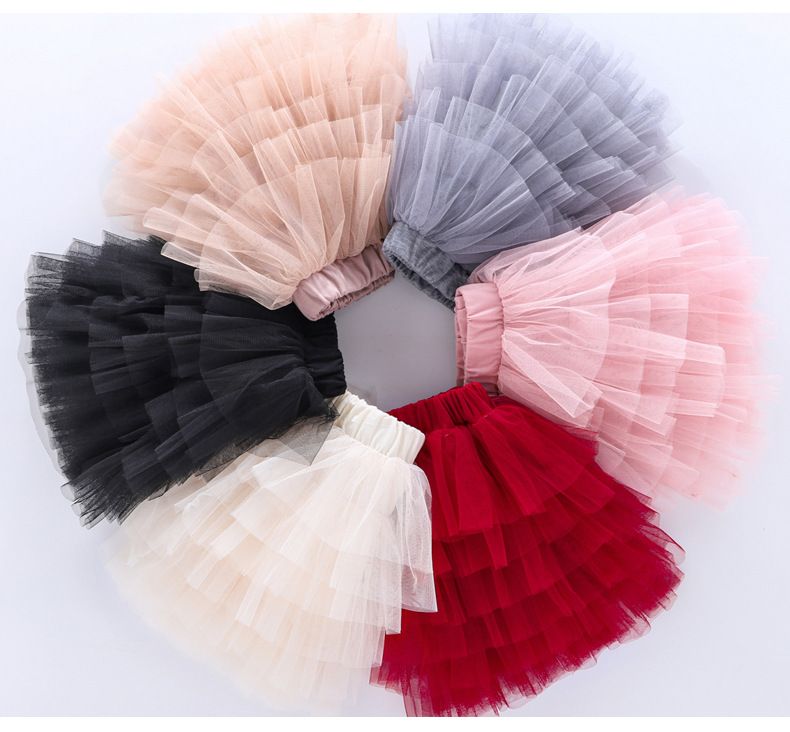 Filles Tutu Jupes Tulle Pettiskirt Bébé Danse Ballet Stade Fil Jupes Maille Gaze Demi Fête Mini Jupe Dancewear Costume 6 Couches Dressup Jupes Fantaisie À Plusieurs Niveaux