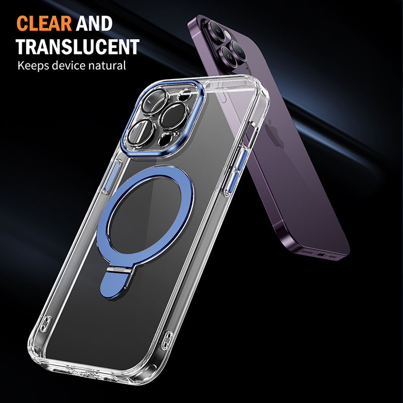Transparent Magsafe Wireless Charger Phone Cases For Iphone 15 14 Plus 13 12 11 Pro Max XsMax Xr Xs X Kickstand Design Clear Acrylic Cellphone Case Cover