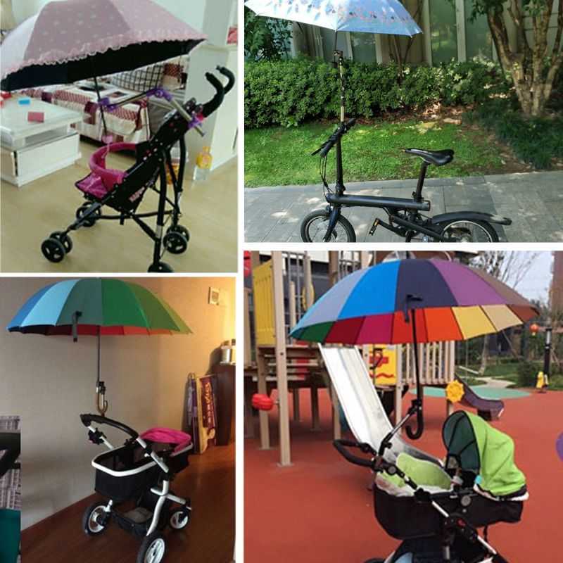 Support de montage réglable Accessoires de poussette de bébé Porte-parapluie de poussette de bébé Multiused Fauteuil roulant Parasol Étagère Connecteur de vélo L230625