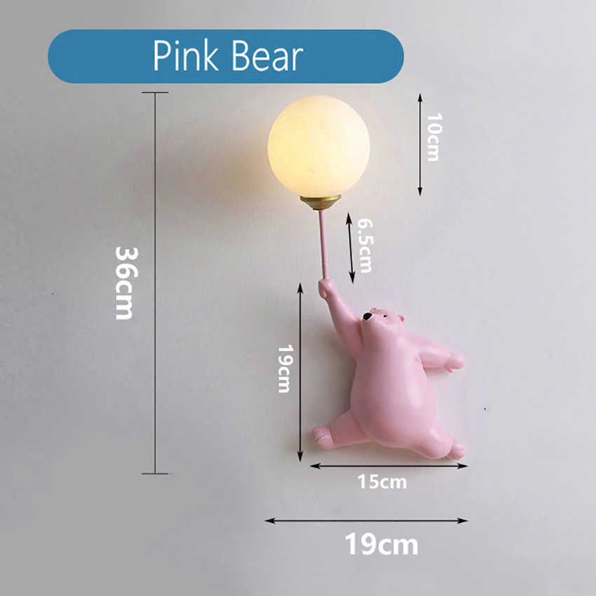 Lampade SANDYHA LED Lampada da parete interni Camera da letto Notte Lampada da luna la casa Camera da letto Arredamento moderno e minimalista Cartoon Orso Lampada bambiniHKD230701