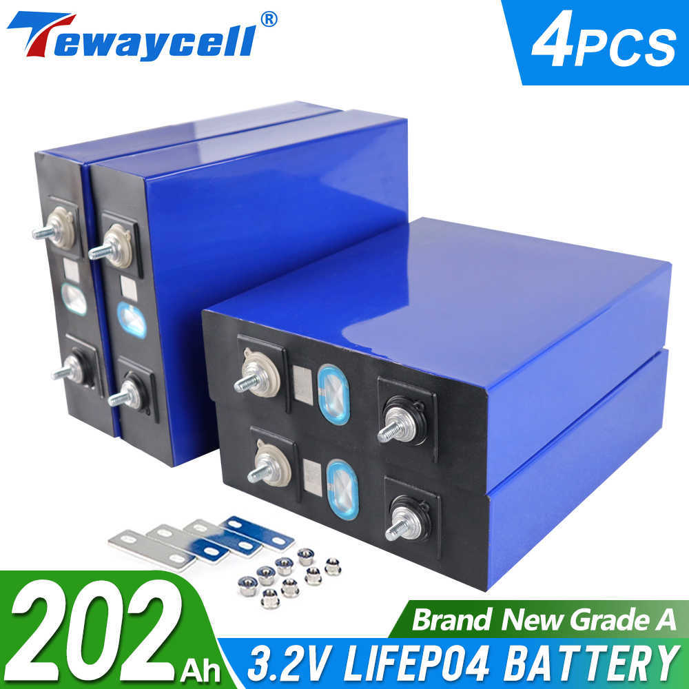 4 PZ 3.2 V 200 Ah celle 12 V Lifepo4 batteria Grado A 24 V 48 V Batteria Ricaricabile EU US Tax Free Con sbarre collettrici