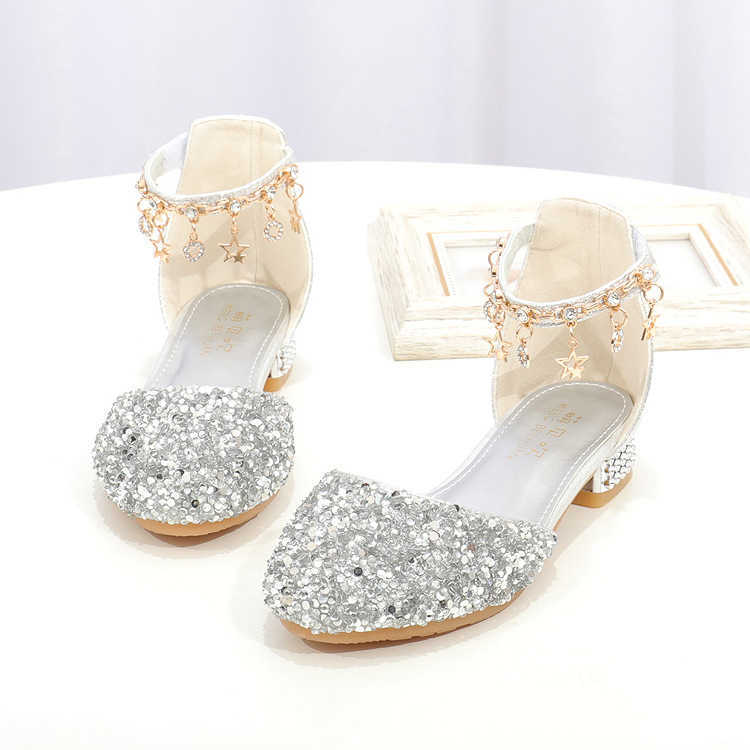 Sneakers Girls Kids Summer Crystal Sandals Snow Queen Princess Jelly High-Heeled Shoes Princess Cosplay Party Dance girl ShoesHKD230701