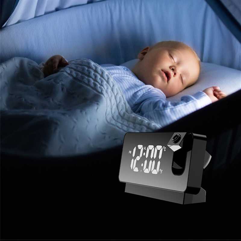 Projection Alarm Digital LED 2024 Clock Table Electronic Despertador With 180 Projection Time Projector Bedroom Bedside Mute Clock L230621