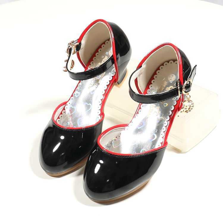 Sneakers White Children Girls Leather Shoes 3cm Princess High Heel Shoes For Kids Girls Performance Dress Student Show Dance Sandals 2023HKD230701