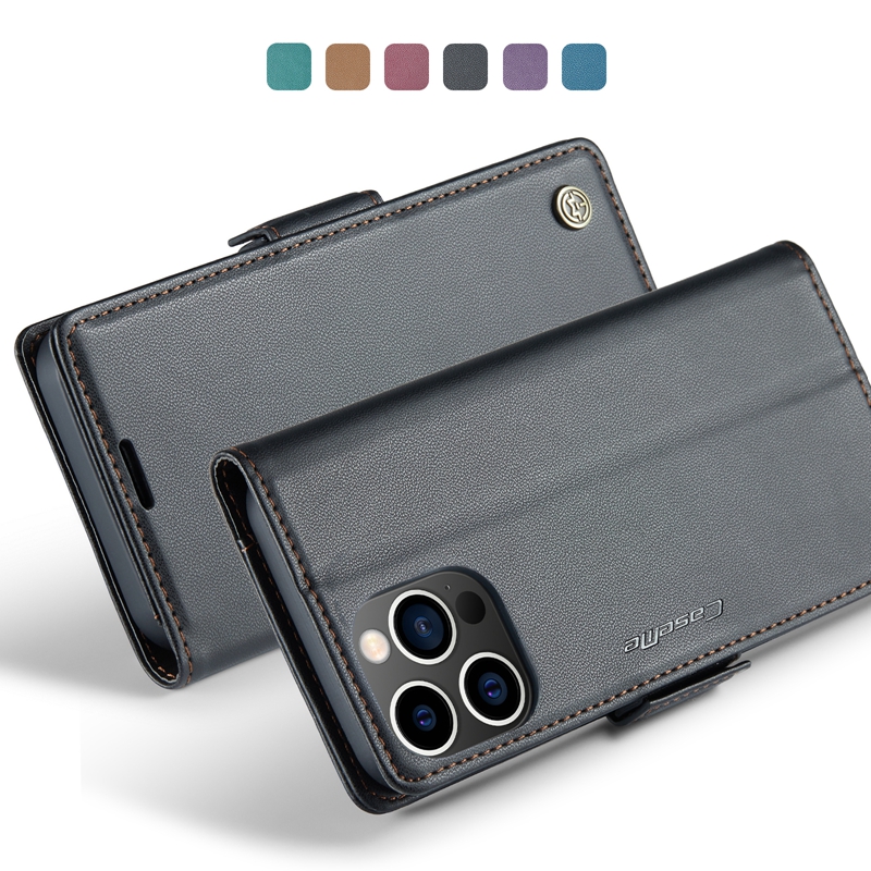 Caseme PU Plain Leather Wallet Cases For Iphone 15 14 Pro Max Plus 13 12 11 XR XS MAX X 8 7 Plus Iphone15 Credit Card Slot Pocket Phone Flip Cover Holder Kickstand Pouch