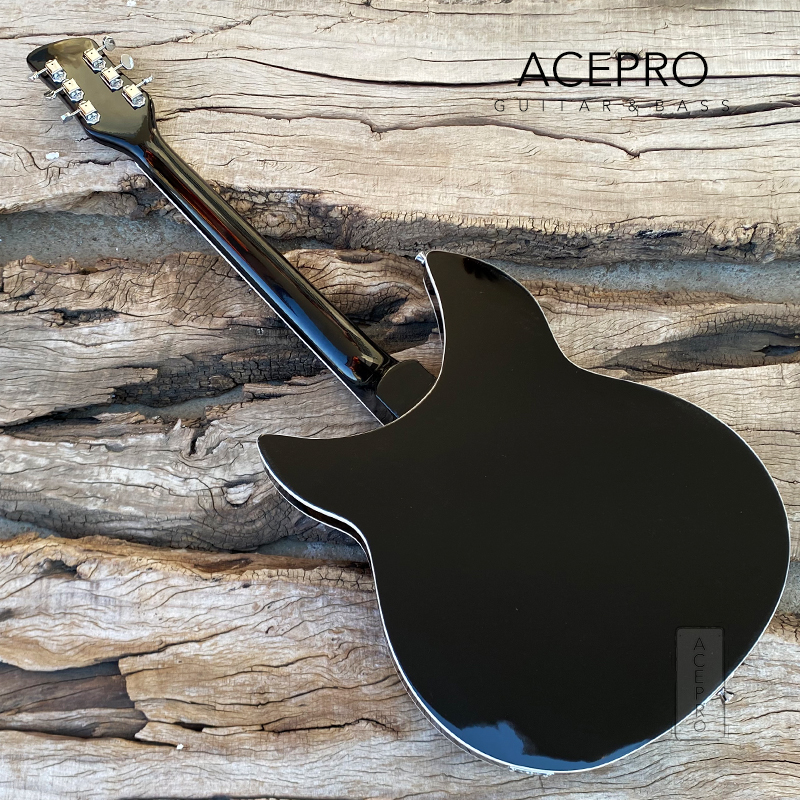 6 String Semi Hollow Body Black Color 360 Electric Guitar Tailpiece Bridge Rosewood Fingerboard High Quality Free Frakt