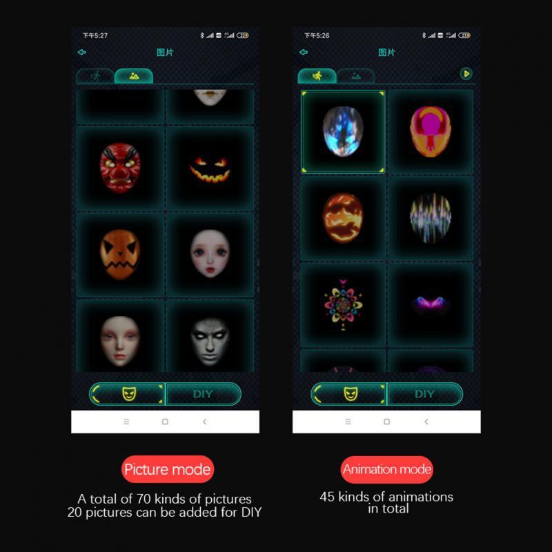 Masques de fête Bluetooth APP Control Smart Carnival Led Masques faciaux Affichage Led Light Up Mask Programmable Change Face DIY Your Own Poes 230630