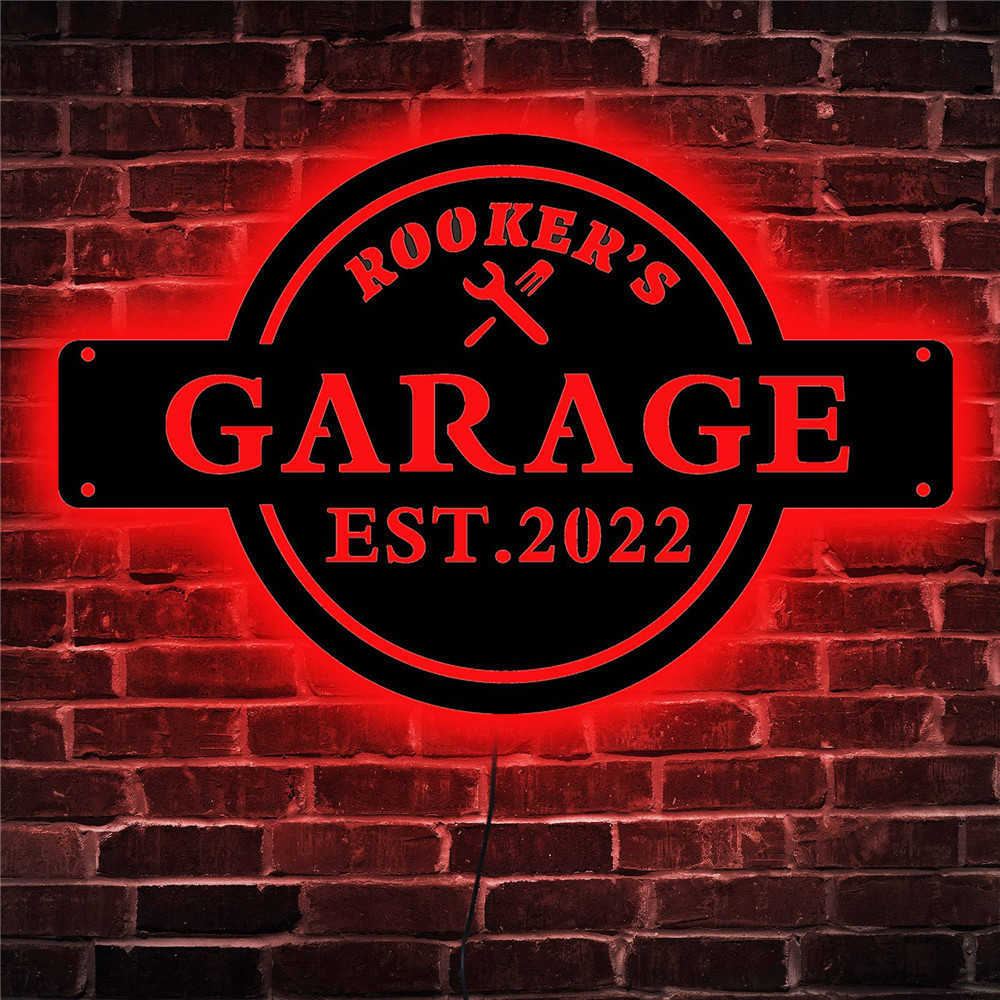 Lamps Personalized Garage Colorful Neon Wall Lamp Wooden Car Park LED Sign Custom Name Date Interior Night Light for Room DecorationHKD230701