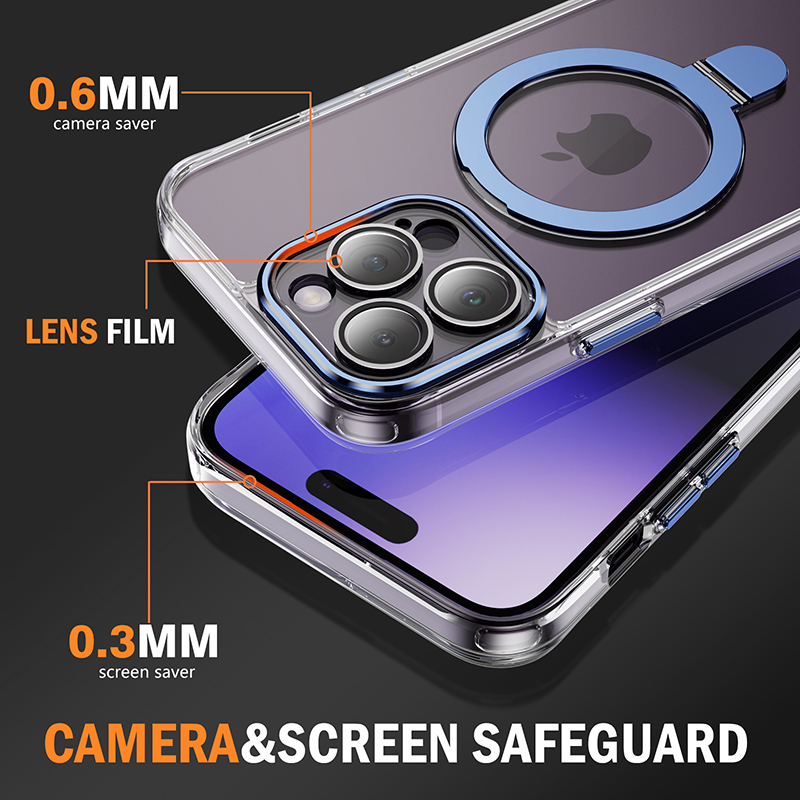 Transparent Magsafe Wireless Charger Phone Cases For Iphone 15 14 Plus 13 12 11 Pro Max XsMax Xr Xs X Kickstand Design Clear Acrylic Cellphone Case Cover