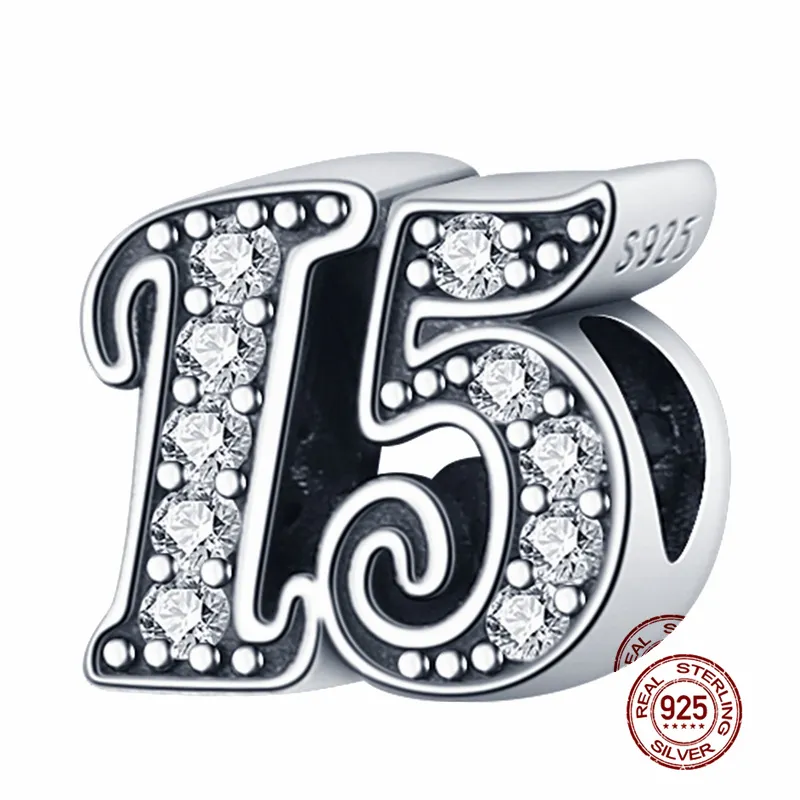 925 Silver Fit Pandora Charm 925 Bracelet Beads Age Letter Series charms set Pendant DIY Fine Beads Jewelry