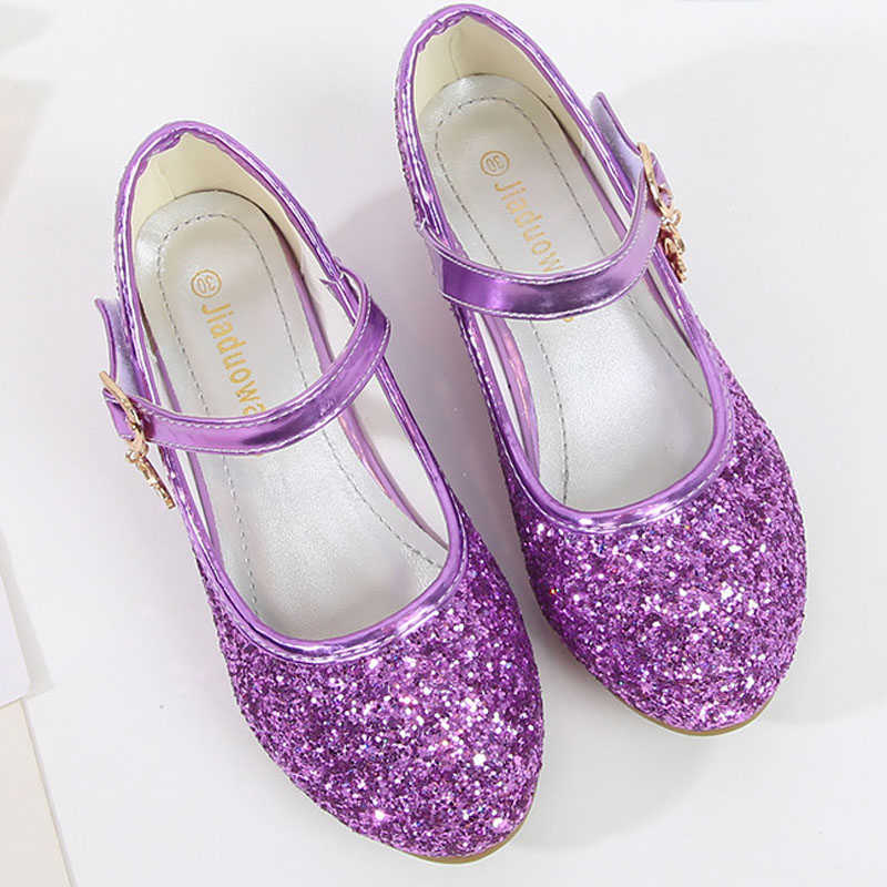 Sneakers New Kids Dance Shoes Girls High-Heeled Shoes Spring Autumn Children Princess paljetter Big Girls Party Wedding Shoes CSH1204HKD230701