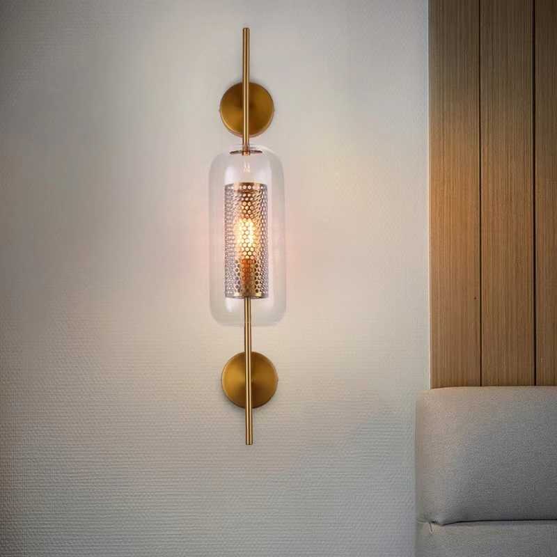 Moderne Lampen Nordic Nachtkastje Slaapkamer Gangpad Wandkandelaar Woonkamer Indoor Decoratieve Lamp Meatal Glas ArmatuurHKD230701