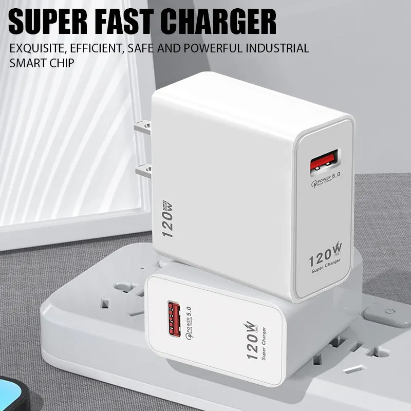 GAN 120W Supersnabbladdning Usb-laddare QC 3.0 Snabbladdare Mobiltelefonladdare För Huawei Samsung Xiaomi iphone ipad surfplattor