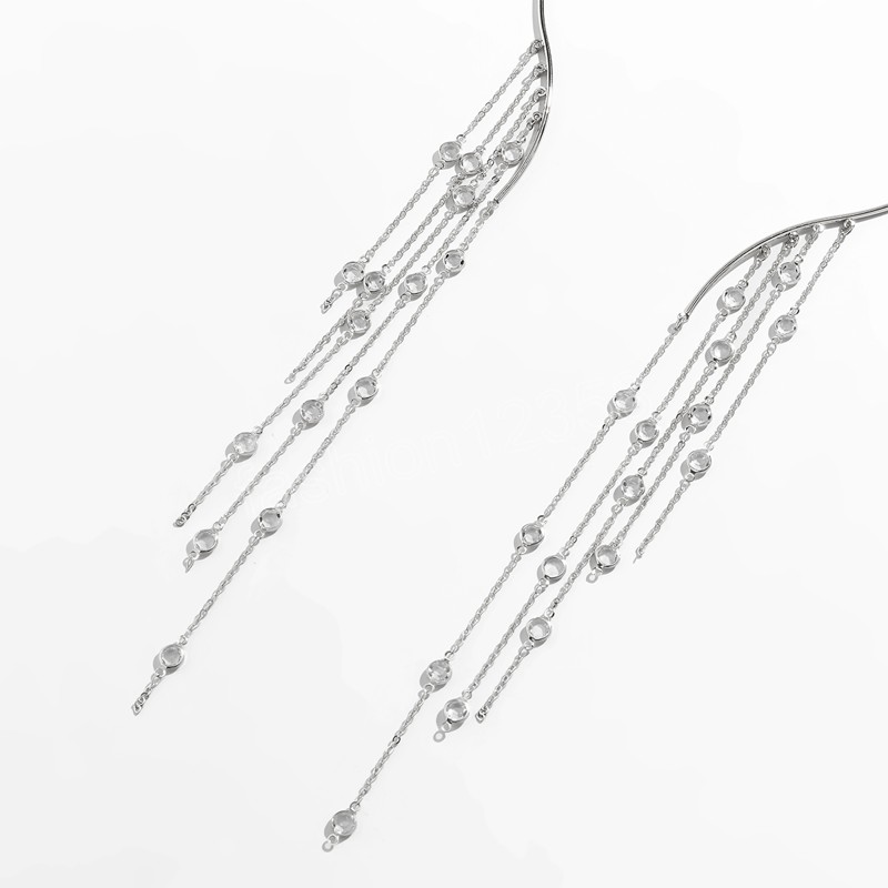 Lange Kristall verbundene Quastenketten Halsketten für Frauen Trendy Open Circle Torques Hochzeit Halsband Mode Halsschmuck Zubehör