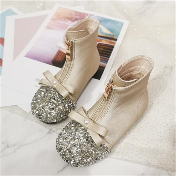 클래식 디자인 키즈 소녀 마틴 부츠 가을 새 스타일 어린이 발목 부츠 스팽글 보우 공주 부티 패션 겨울 신발