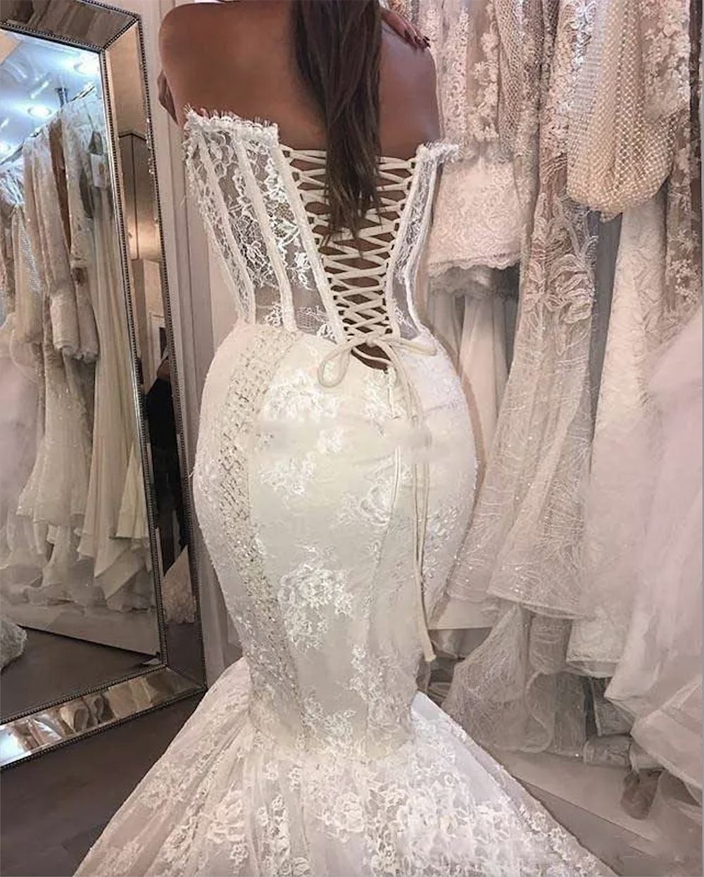 Hot Sale Sexy Mermaid Wedding Dresses Lace Sleeveless Crystal Beaded Plus Size Bridal Gowns Detachable Train Custom Made Arabia