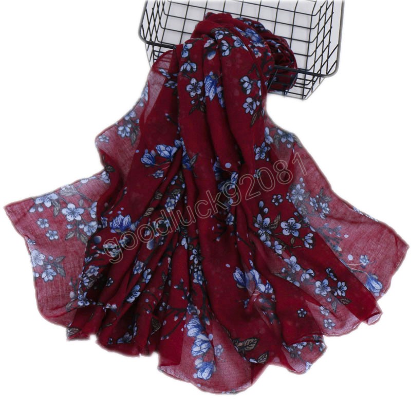 Printed Floral Viscose Hijabs for Muslim Woman Long Cotton Shawl Wrap Vintage Women Scarves Good Stitching Foulard Femme Hijab