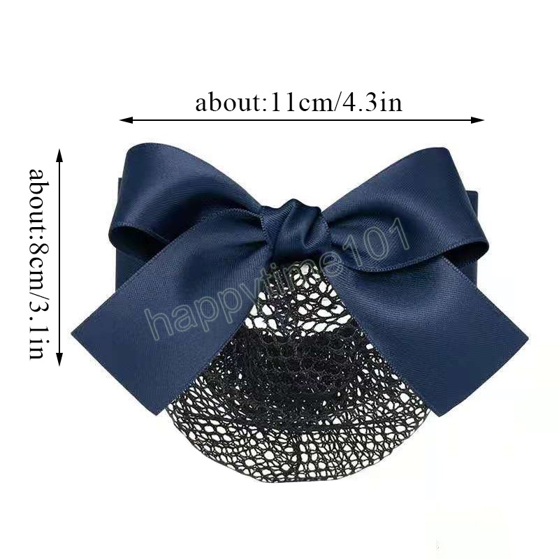 Elegant nätgarn Bow Hair Net Barrette Flight Bevis Band Hårklipp Kvinnor Hårbulle Cover Net Headwear Bun Net Snood