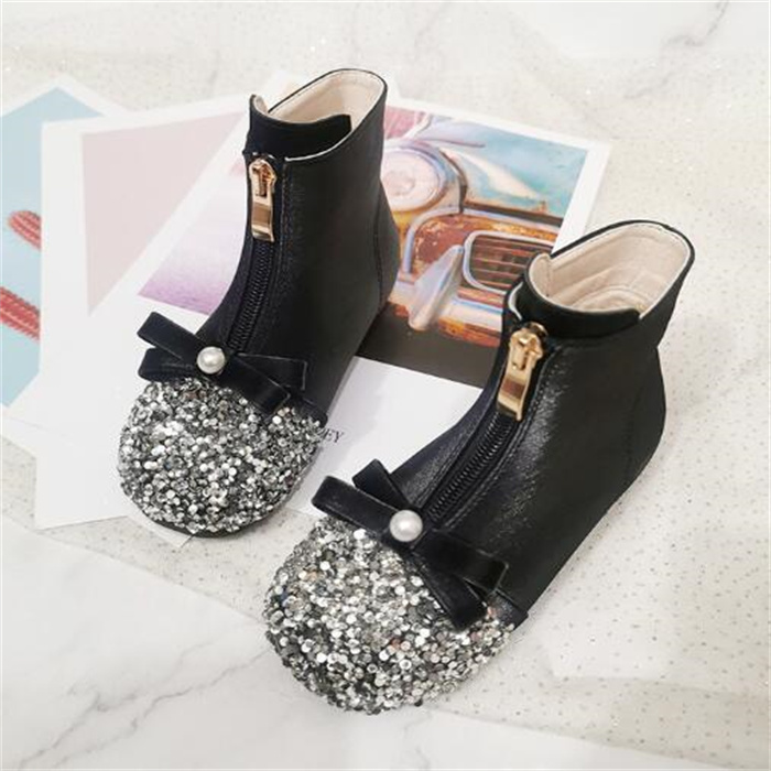 클래식 디자인 키즈 소녀 마틴 부츠 가을 새 스타일 어린이 발목 부츠 스팽글 보우 공주 부티 패션 겨울 신발