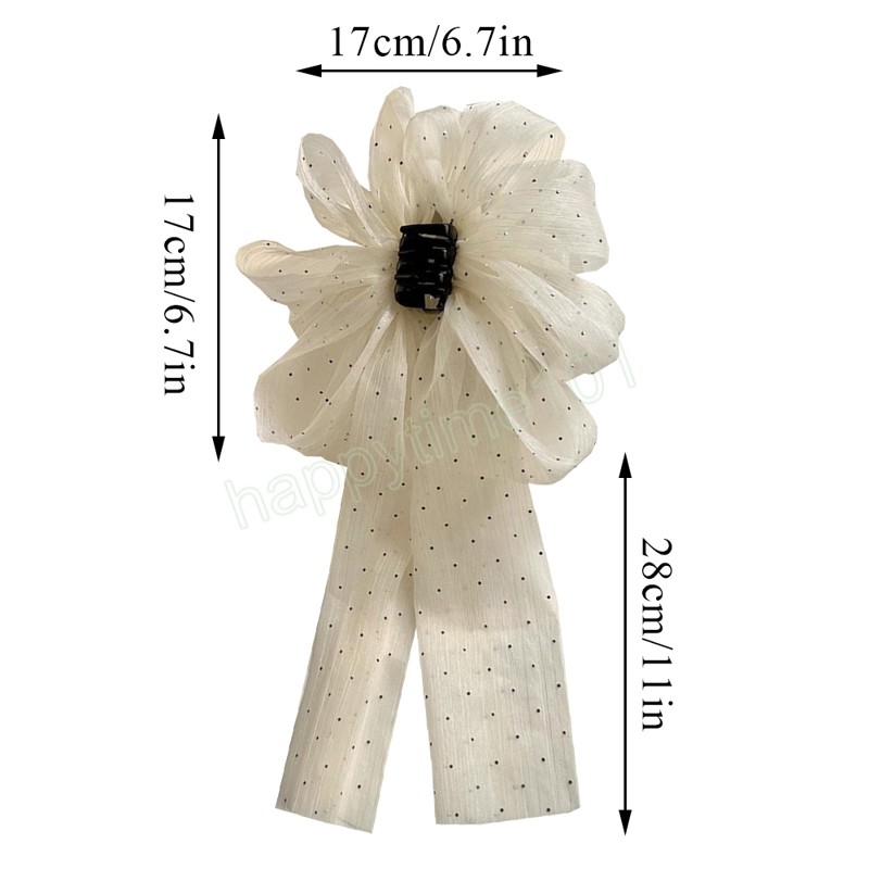 Acessórios de cabelo extragrandes Mesh Long Streamer Shark Clip Ribbon Gaze Bowknot Hairpins Presilhas de cabelo meio amarradas Elegante DIY Fashion