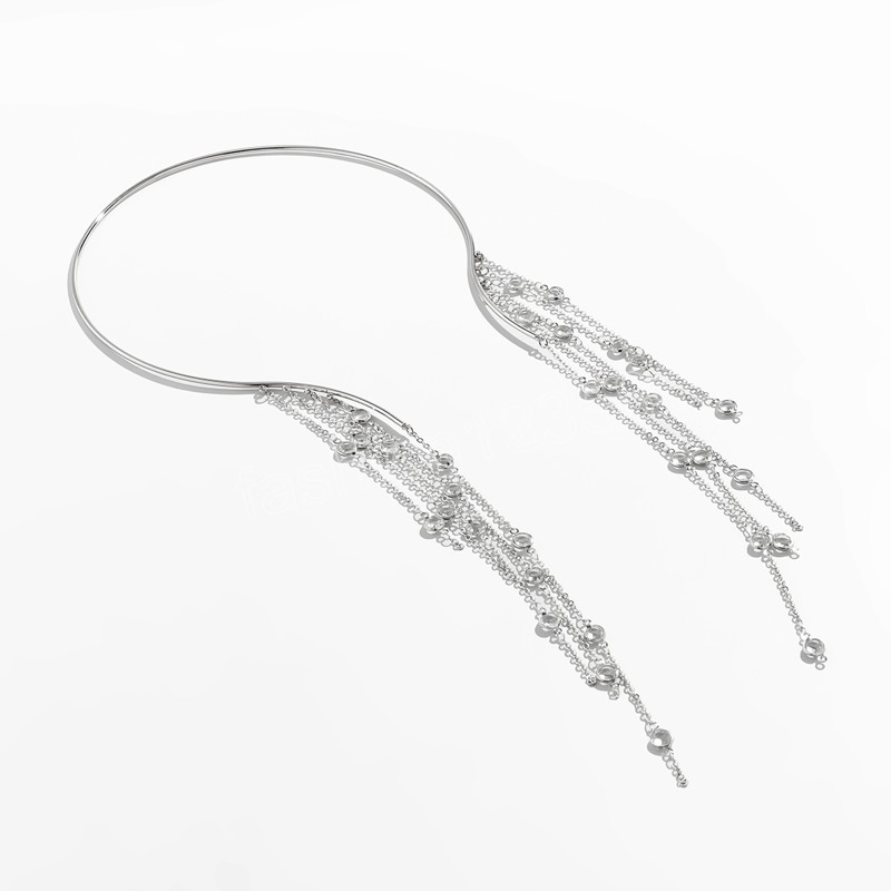 Lange Kristall verbundene Quastenketten Halsketten für Frauen Trendy Open Circle Torques Hochzeit Halsband Mode Halsschmuck Zubehör