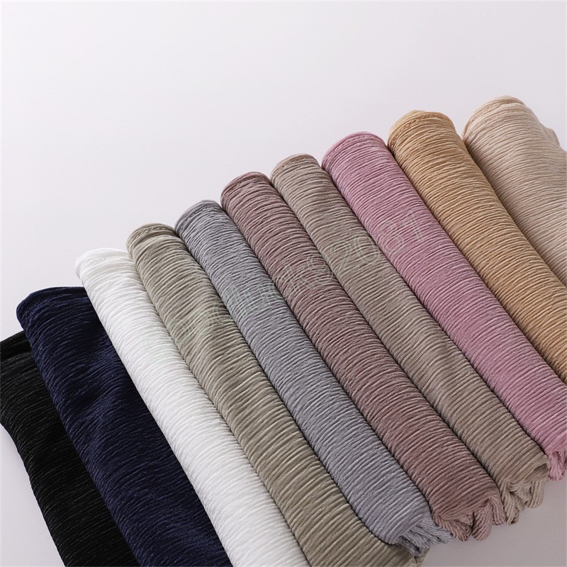 Plain Jersey Rimpel Gestreepte Lijn Hijab Sjaal Katoen Wrap Elastische Dikke Sjaals Crinkle Foulards Lange Zachte Moslim Hoofd Snood