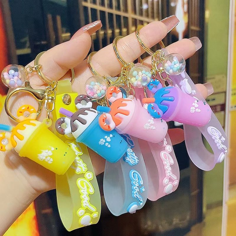 Simulation Ice Cream Mini Milk Tea Cup Pendant Creative Girl Pericardium Bag Keychain Pendant Girls Boys Bag Decor Factory