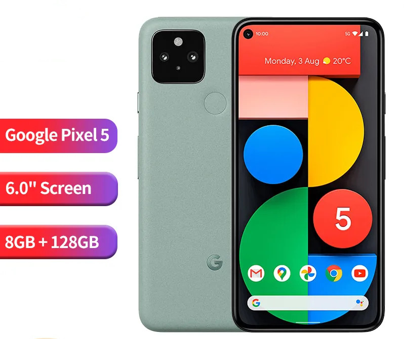 Téléphone portable débloqué d'origine Google Pixel 5 5G 6.0 