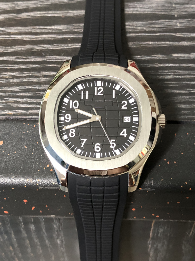 Nieuw rubberen automatisch mechanisch herenhorloge, klassieke stijl, 43 mm, volledig roestvrijstalen bandhorloge, saffier, superhelder