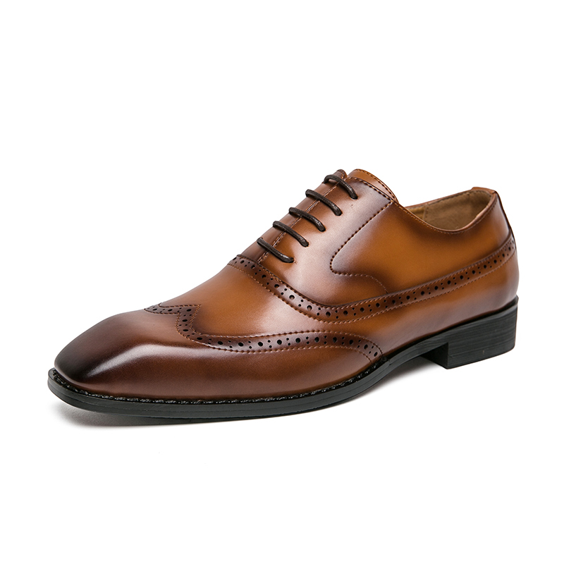 Vestido de hombre Vintage Oxfords zapatos de cuero con cordones de lujo Brogue diseñador moda Retro hecho a mano boda zapatos sociales para hombre