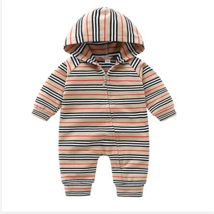 Kinderkleding Set Baby Jongen Meisje Rompertjes Jumpsuits uit één stuk Lange mouw 100% Katoen 0-24 Maanden Peuter Baby Kleding Gestreepte Revers Breien Bodysuit