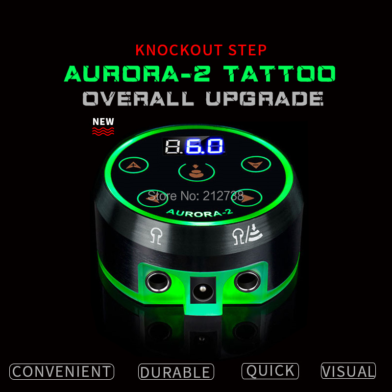 Alimentation de maquillage permanente professionnelle Mini AURORA II Digtal LCD Alimentation de tatouage avec adaptateur secteur pour machines à tatouer rotatives à bobine 230701