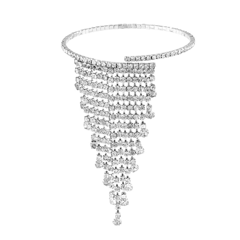 Luxueux glacé strass ouvert bras supérieur Bracelet pour femmes bijoux gland manchette Bracelet fête cadeaux Ladis déclaration