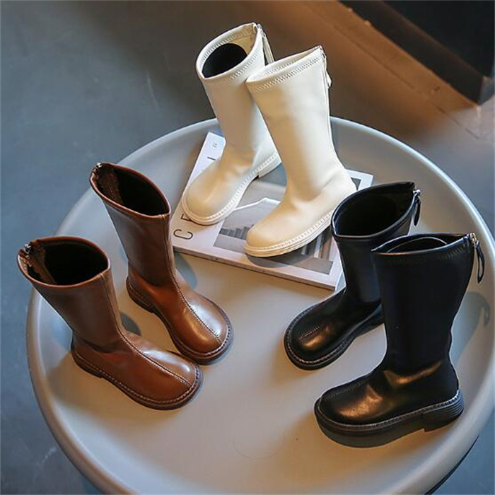 New Style Kids Leather Boots Casual Knight Booties Designer Winter Shoes For Boys Girls Classic Martin Boot Rubber Sole Children High Boot
