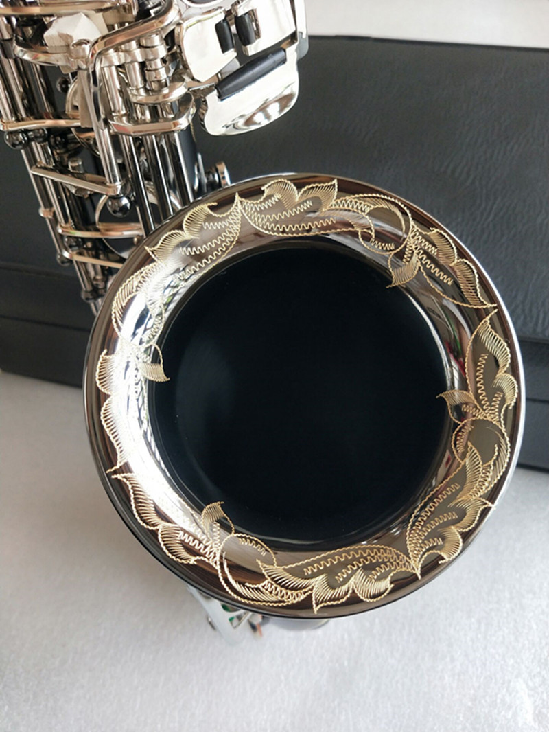 Imágenes reales Alemania JK SX90R Keilwerth Saxofón Alto Negro Níquel Aleación de plata Alto Sax Latón Instrumento musical con estuche Boquilla Grado profesional