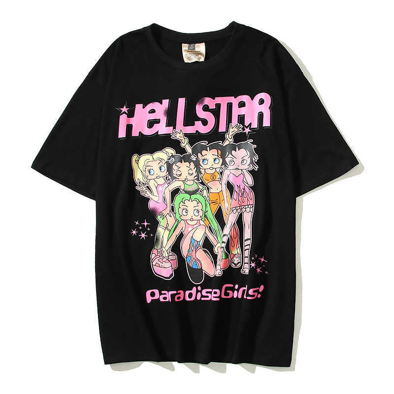 2023 Модная высокая улица футболка с короткими рукавами Hellstar Paradise Girls Tee Rollins Style