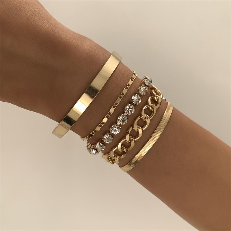 Flat Snake Chain Fashion Trend Auger U Typ Buckle Armband Set Act the Roll ofing Saking Hip Hop Metal A Armband269f